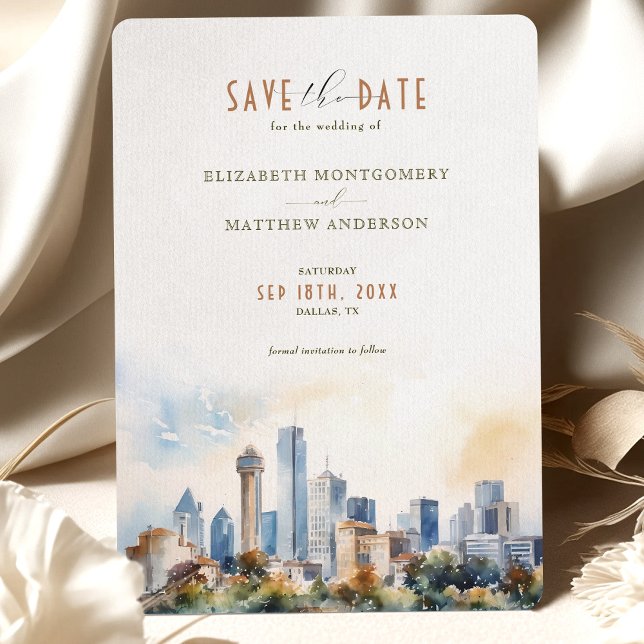 Dallas Texas Skyline Save-the-Date Invitation (Creator Uploaded)