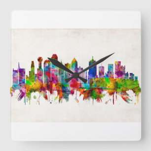 Dallas Texas Skyline Square Wall Clock