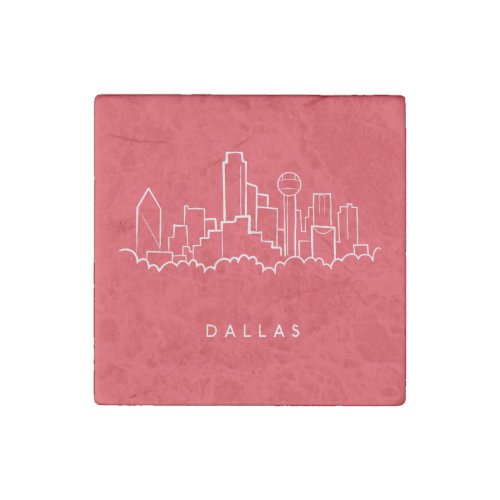 Dallas Texas Skyline Stone Magnet