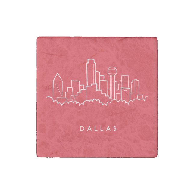 Dallas Texas Skyline Stone Magnet (Front)