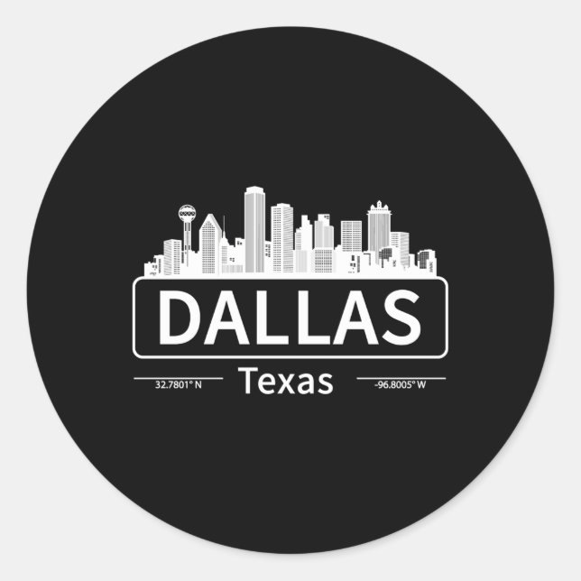 Dallas Texas Skyline Travel To Dallas Love Classic Round Sticker (Front)