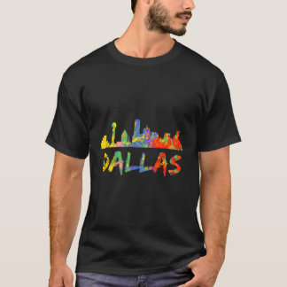 Dallas Texas Skyline Tx Colorful Rainbow City Prid T-Shirt
