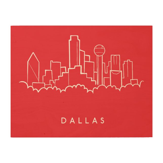 Dallas Texas Skyline Wood Wall Art (Front)