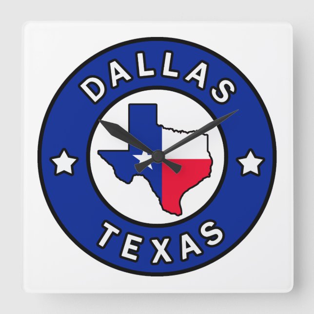 Dallas Texas Square Wall Clock (Front)