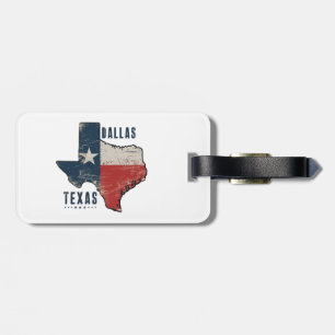 Dallas Texas State Map Flag Luggage Tag
