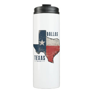 Dallas Texas State Map Flag Thermal Tumbler