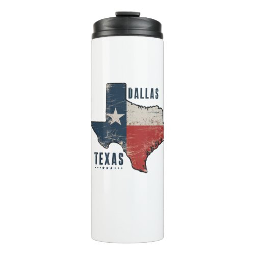 Dallas Texas State Map Flag Thermal Tumbler