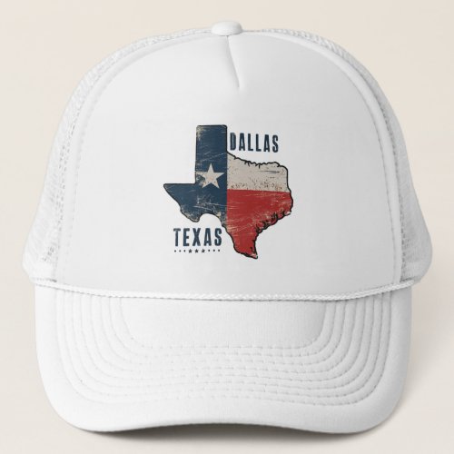 Dallas Texas State Map Flag Trucker Hat