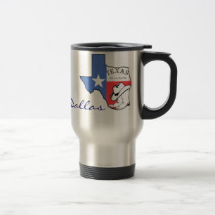 Dallas, Texas State Map with Star, Boots, Hat Mug