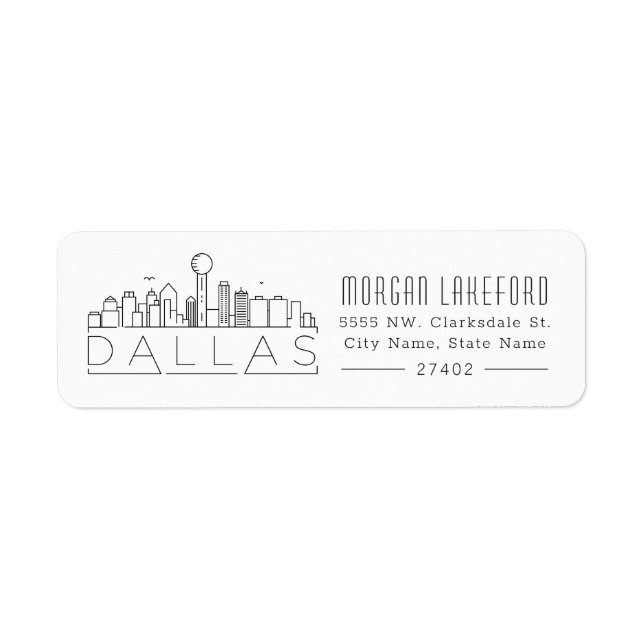 Dallas, Texas Stylized Skyline | Label (Front)
