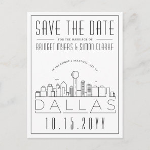 Dallas, Texas | Stylized Skyline Save the Date Postcard