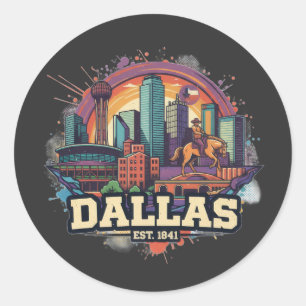 Dallas Texas T-Shirt Lone Star State City Pride Classic Round Sticker