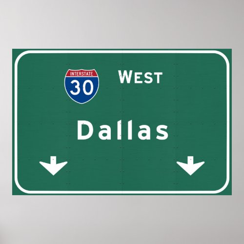 Dallas Texas tx Interstate Highway Freeway Road  Poster