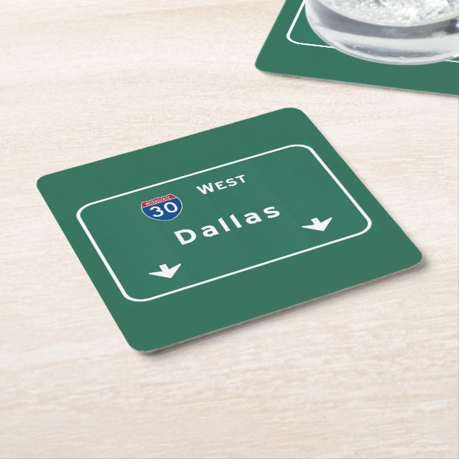 Dallas Texas tx Interstate Highway Freeway Road : Square Paper Coaster (Angled)