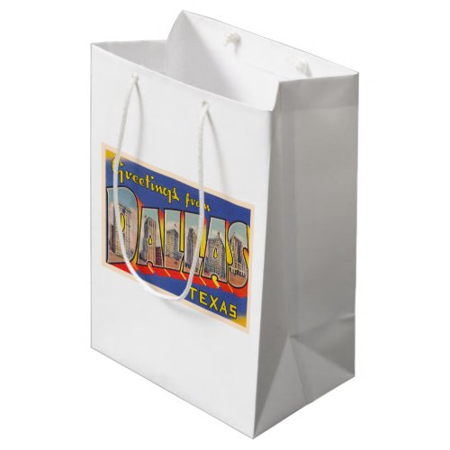 Dallas Texas TX Vintage Large Letter Postcard Medium Gift Bag