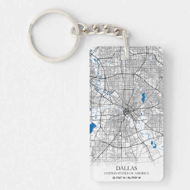 Dallas Texas USA City Travel City Map Keychain (Front)