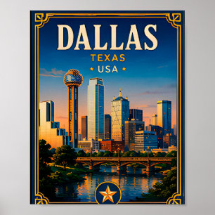 ⭐ Dallas Texas Vacation Memory From Skyline Visit Poster