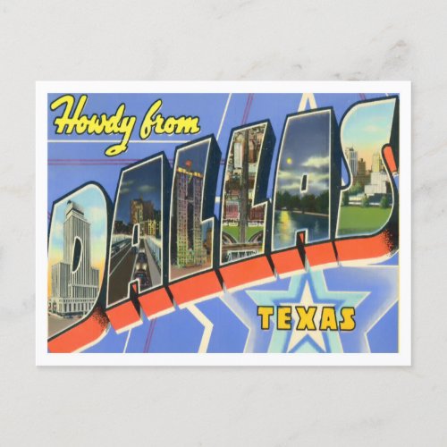 Dallas Texas Vintage Big Letters Postcard