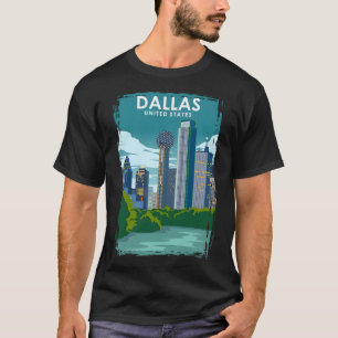 Dallas Texas Vintage Minimal Retro Travel Poster T-Shirt