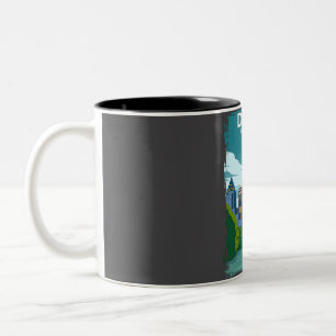 Dallas Texas Vintage Minimal Retro Travel Poster Two-Tone Coffee Mug
