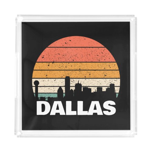 DALLAS TEXAS VINTAGE SUNSET  ACRYLIC TRAY