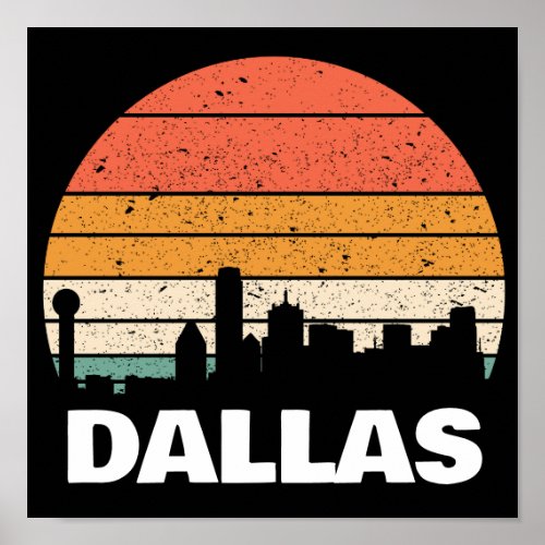 DALLAS TEXAS VINTAGE SUNSET  POSTER