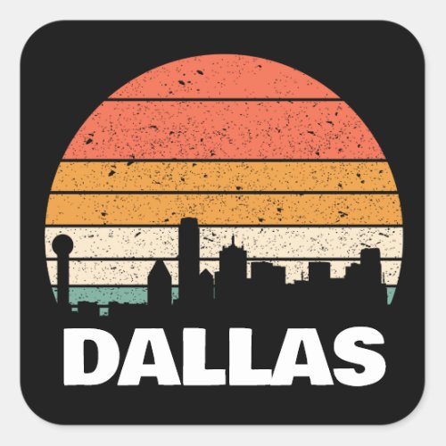 DALLAS TEXAS VINTAGE SUNSET  SQUARE STICKER