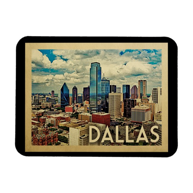 Dallas Texas Vintage Travel Magnet (Horizontal)