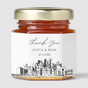 Dallas Texas Wedding Skyline Thank You Honey Favor Jar Favors