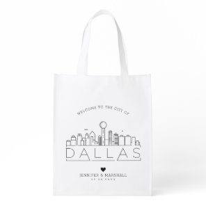 Dallas, Texas Wedding | Stylized Skyline Grocery Bag