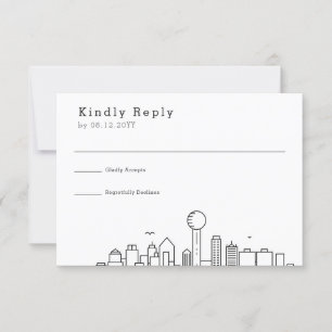 Dallas, Texas Wedding   Stylized Skyline RSVP Card