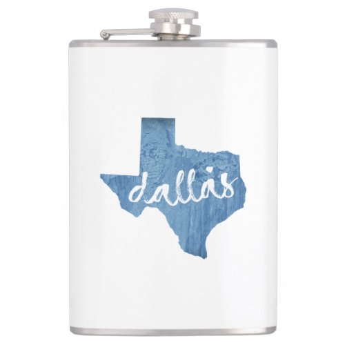 Dallas Texas Wood Grain Flask