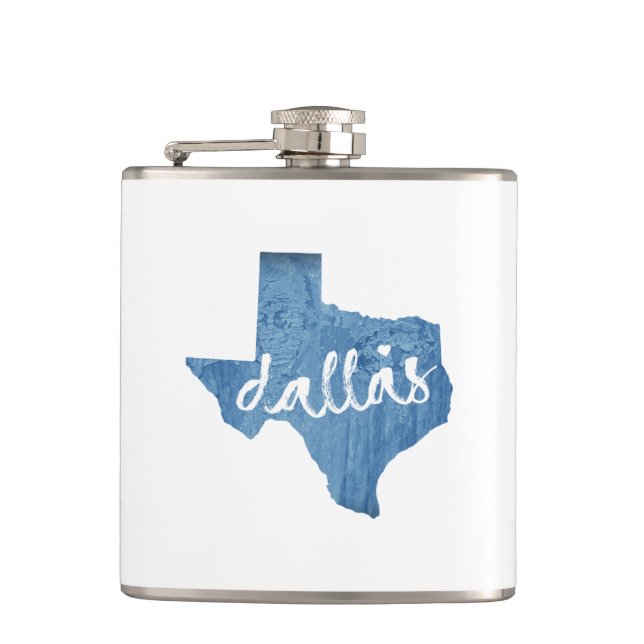 Dallas, Texas Wood Grain Flask (Front)