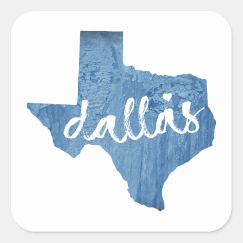 Dallas Texas Wood Grain Square Sticker