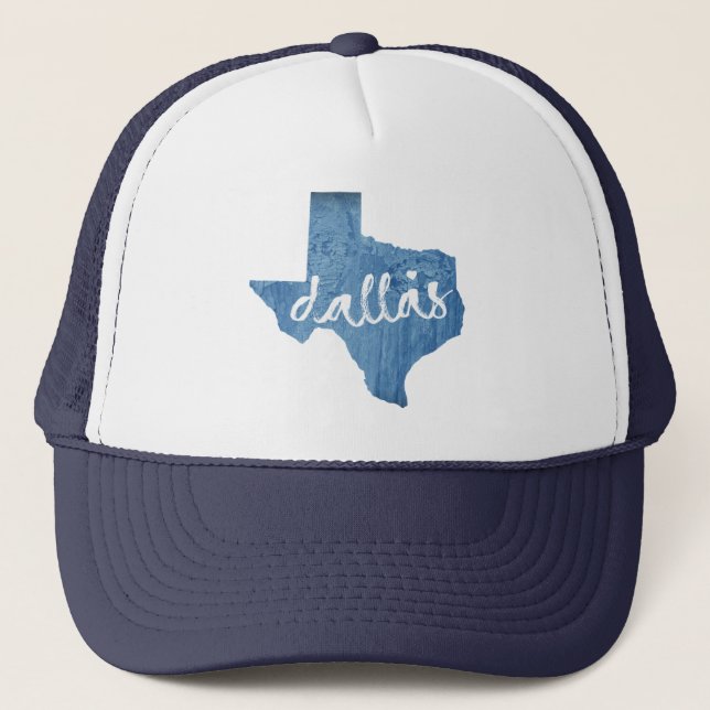 Dallas, Texas Wood Grain Trucker Hat (Front)