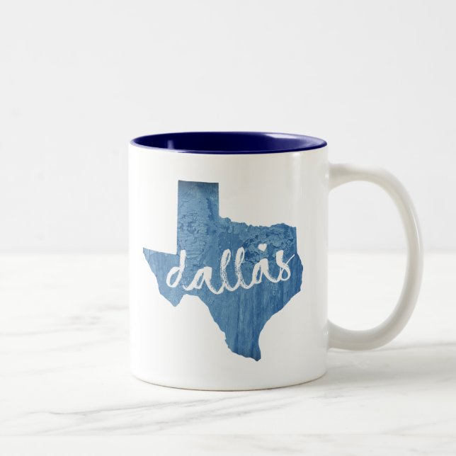 Dallas, Texas Wood Grain Two-Tone Coffee Mug (Right)