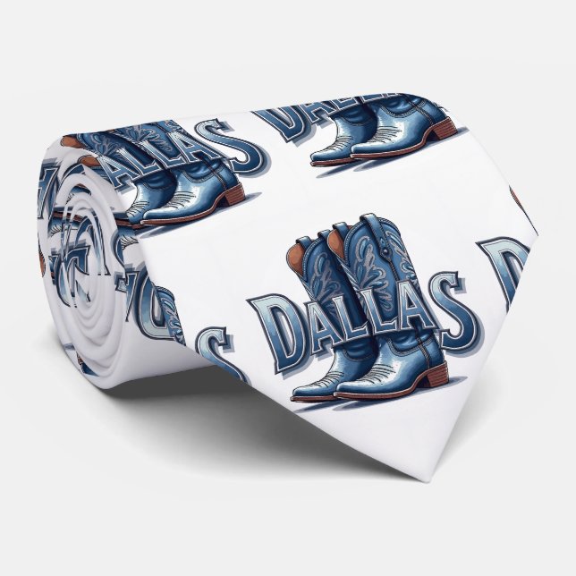 Dallas Text with Cowboy Boots Neck Tie (Rolled)