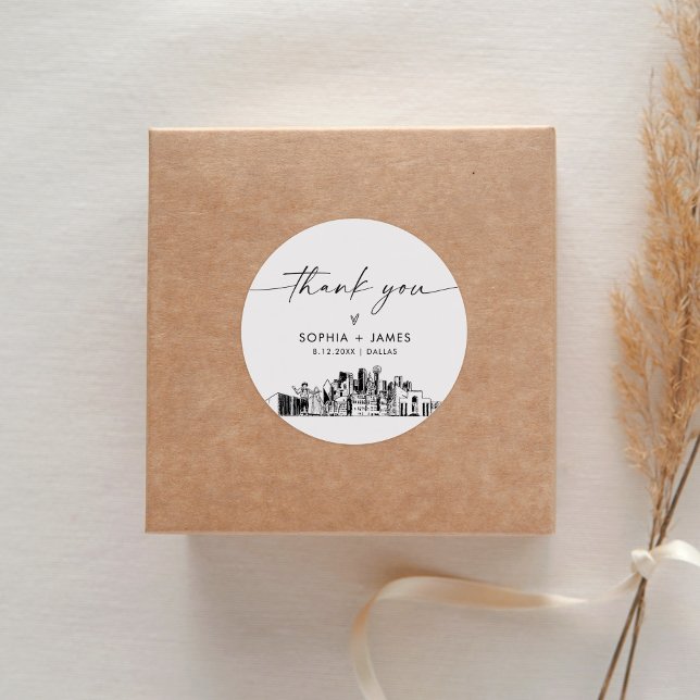 Dallas Thank You Favor 3" (sheet of 6) Classic Round Sticker (Creator Uploaded)