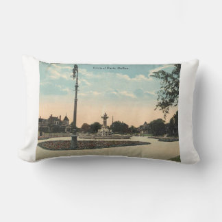 Dallas TX, Central Park, 1910s Vintage Inspired Lumbar Pillow