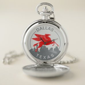 Dallas TX Pocket Watch w/skyline & Pegasus mascot.