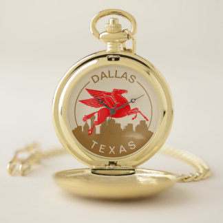 Dallas TX Pocket Watch w/skyline & Pegasus mascot