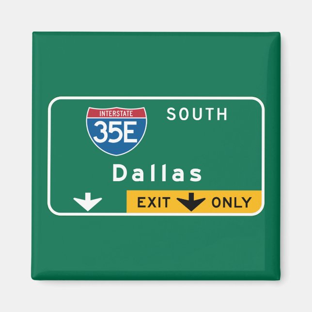 Dallas, TX Road Sign Magnet (Front)