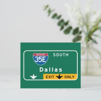 Dallas, TX Road Sign Postcard | Zazzle