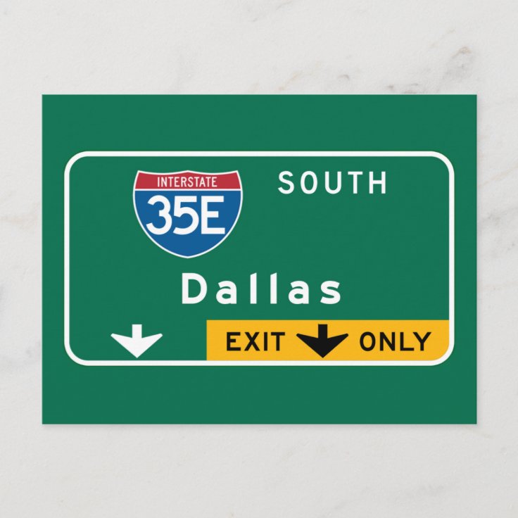 Dallas, TX Road Sign Postcard | Zazzle