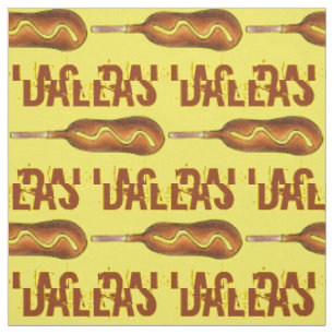 Dallas TX Texas Corndog Corn Dog Mustard Foodie Fabric