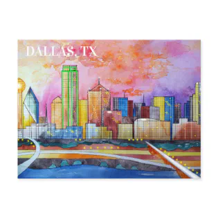Dallas, Tx Watercolor Postcard
