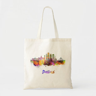Dallas V2 skyline in watercolor Tote Bag