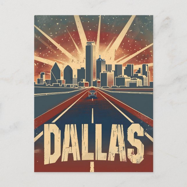 Dallas Vintage Travel Ad Art Postcard (Front)