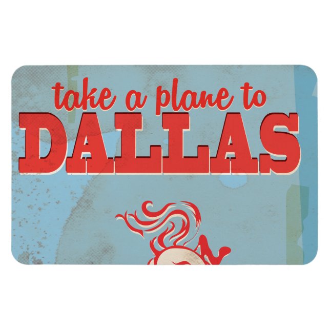 Dallas Vintage Travel Poster Magnet (Horizontal)