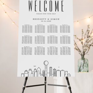 Dallas Wedding   12 Table Seating Chart  Foam Board